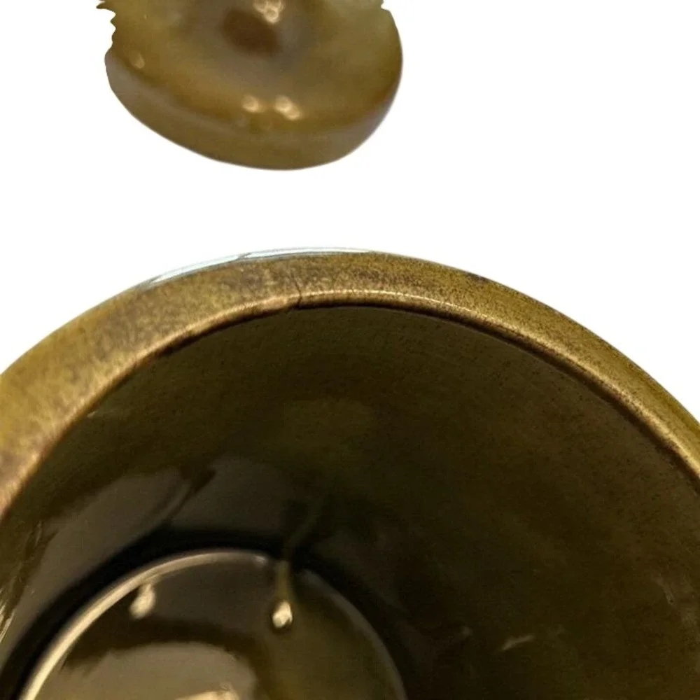 Holiday‎ Designs Tea Canister Olive Green Ceramic Jar Lid Vtg Mid Century 8.5